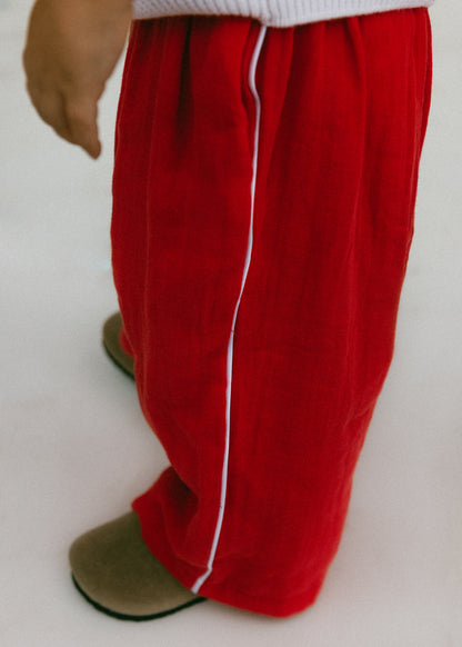 Fostered Collection || side striped gauze pant -red- size 4