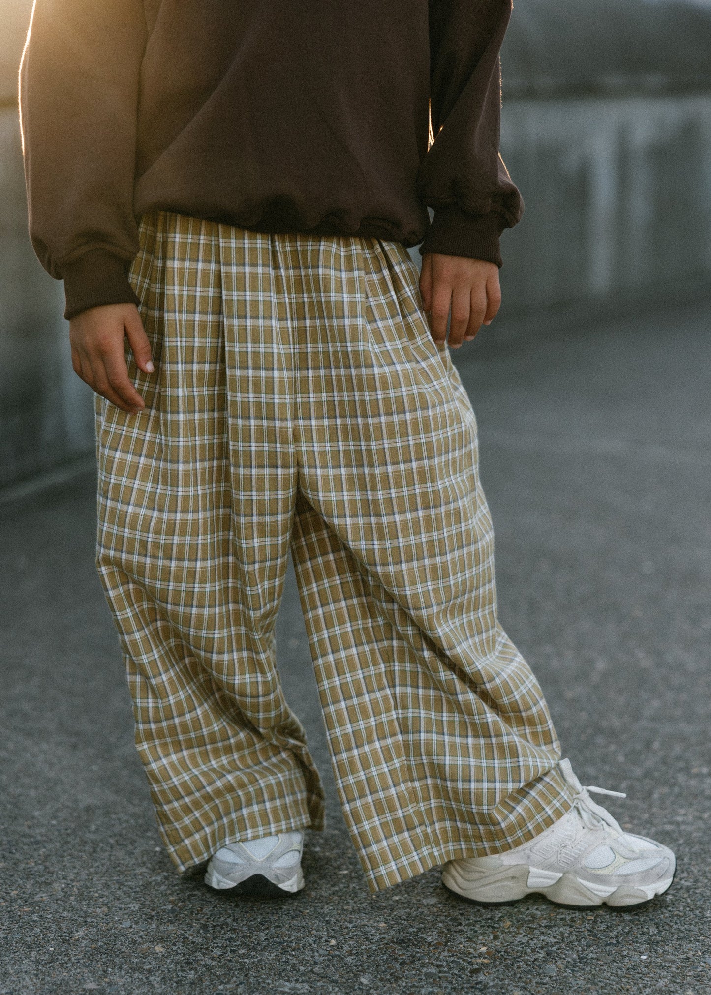 Fostered || plaid mustard cotton pants || size 4