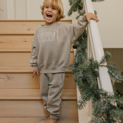 Rylee + cru  camper sweatshirt|| mineral wash pine (2/3T)