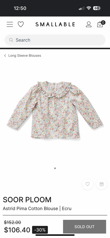 Soor ploom Astrid pima cotton floral blouse (3T)