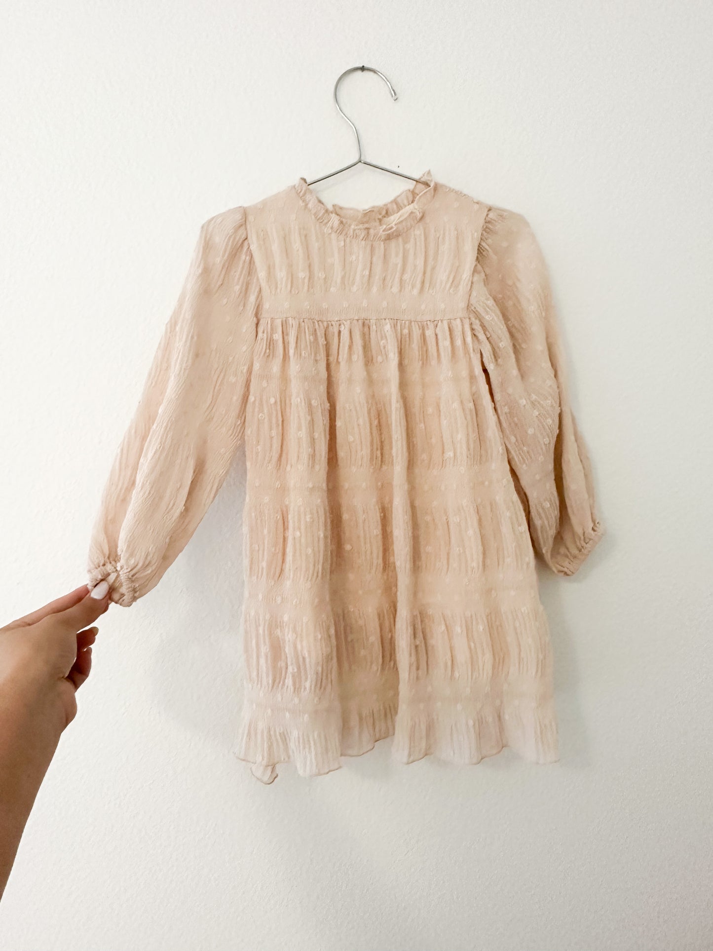 Zara blush Swiss dot dress (3/4)