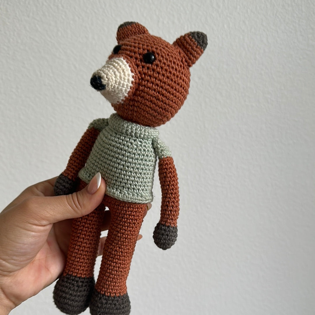 Knitted bear rattle