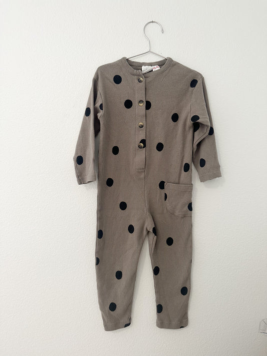 Zara polka dot ribbed jumpsuit (3/4)