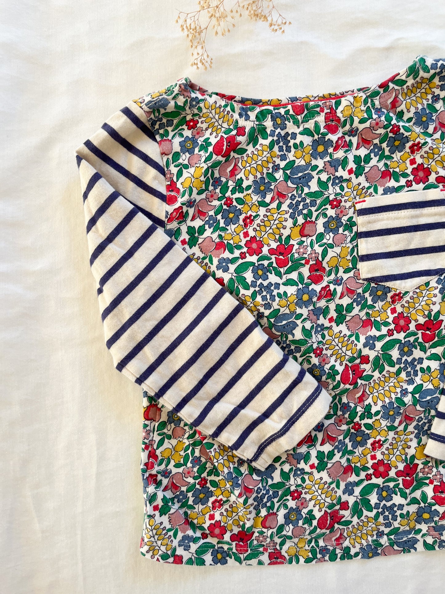 Mini boden floral & striped shirt (3/4)