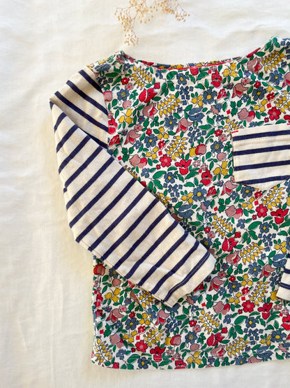 Mini boden floral & striped shirt (3/4)