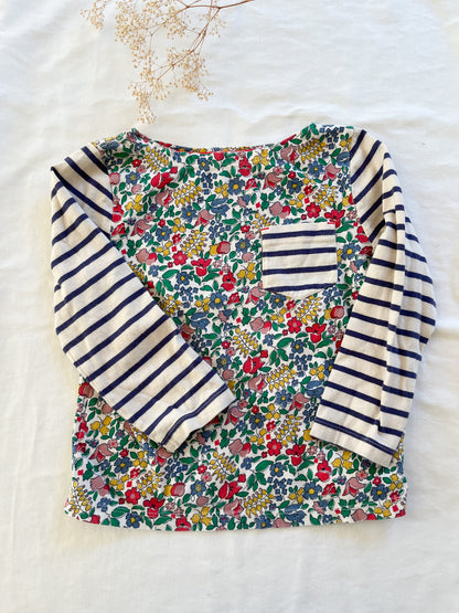 Mini boden floral & striped shirt (3/4)