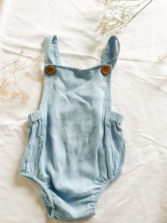 Baby blue linen romper