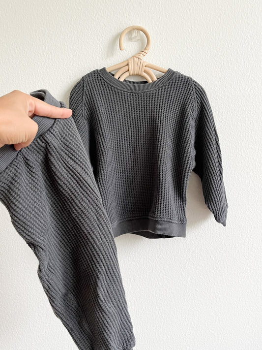 Zara waffle charcoal set (2/3T)