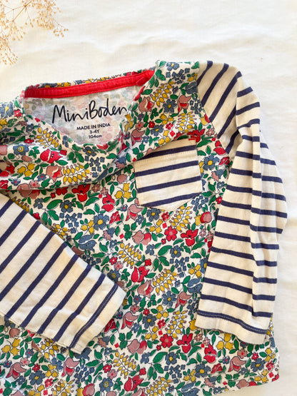 Mini boden floral & striped shirt (3/4)