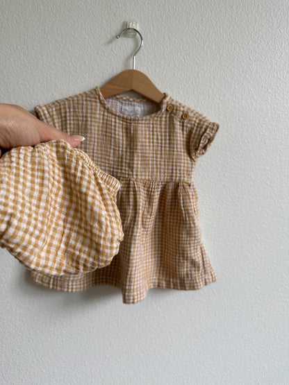 Little planet gingham dress (6M)