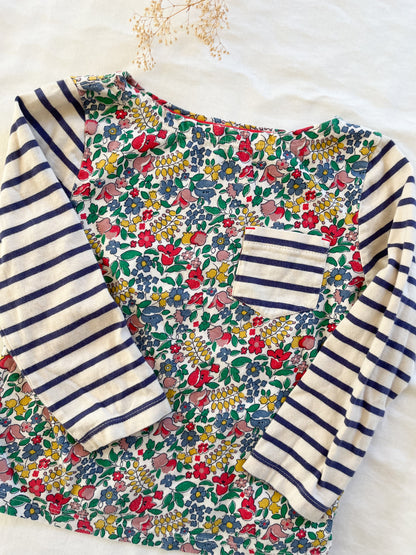 Mini boden floral & striped shirt (3/4)