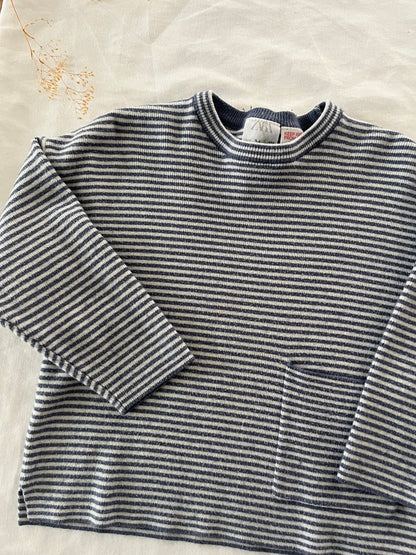 Zara striped sweatshirt with pocket (3/4T)