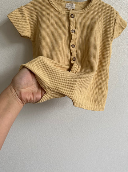 The simple Folk waffle romper in sand (6/9)
