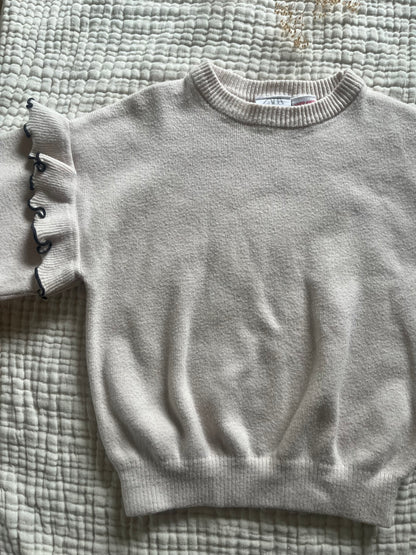 Zara cream ruffle knit sweater (2/3)