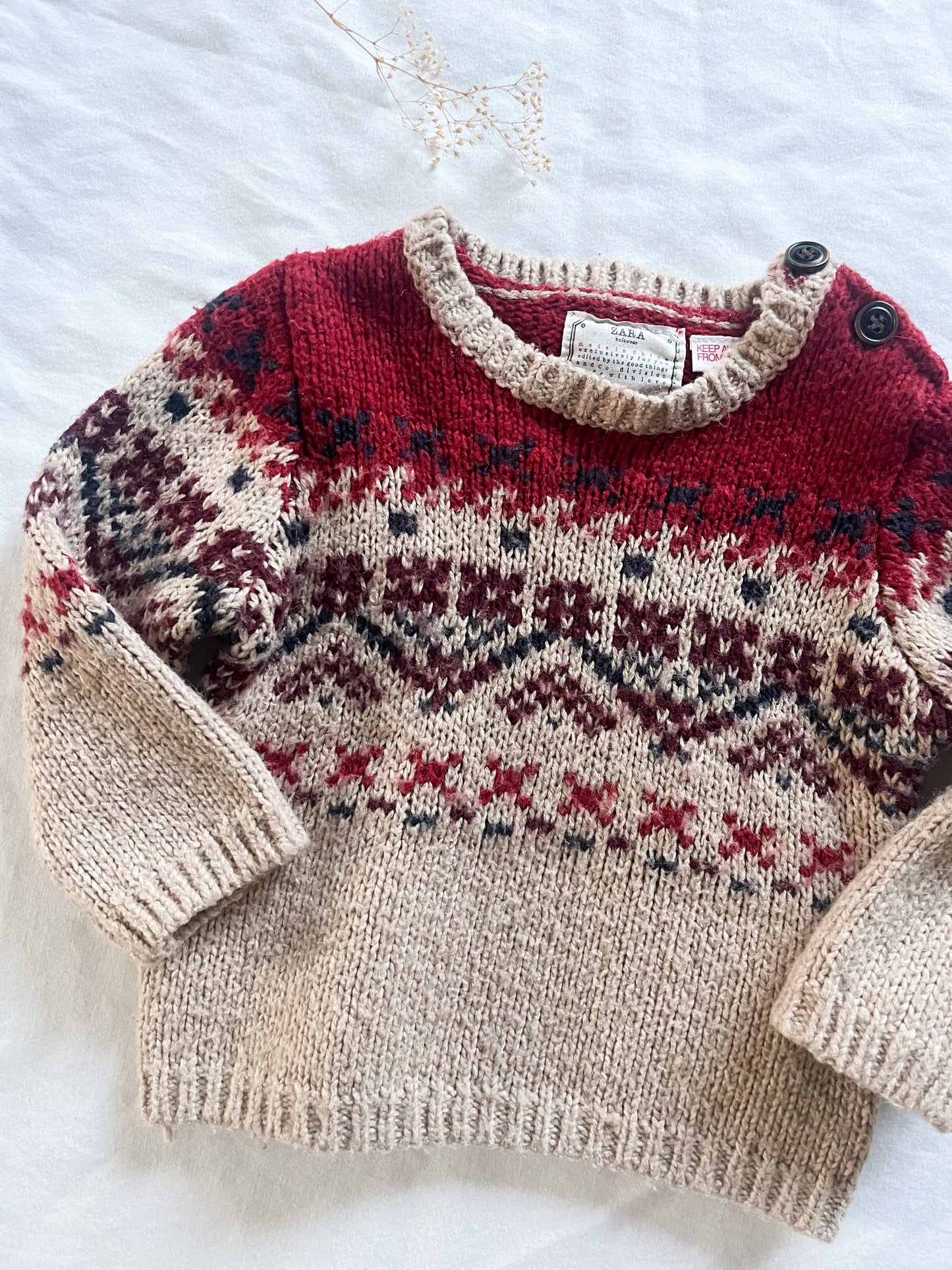 Zara knit red/tan sweater (9/12)