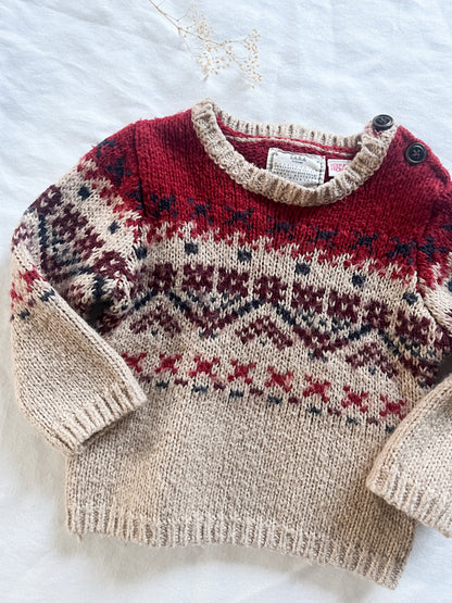 Zara knit red/tan sweater (9/12)