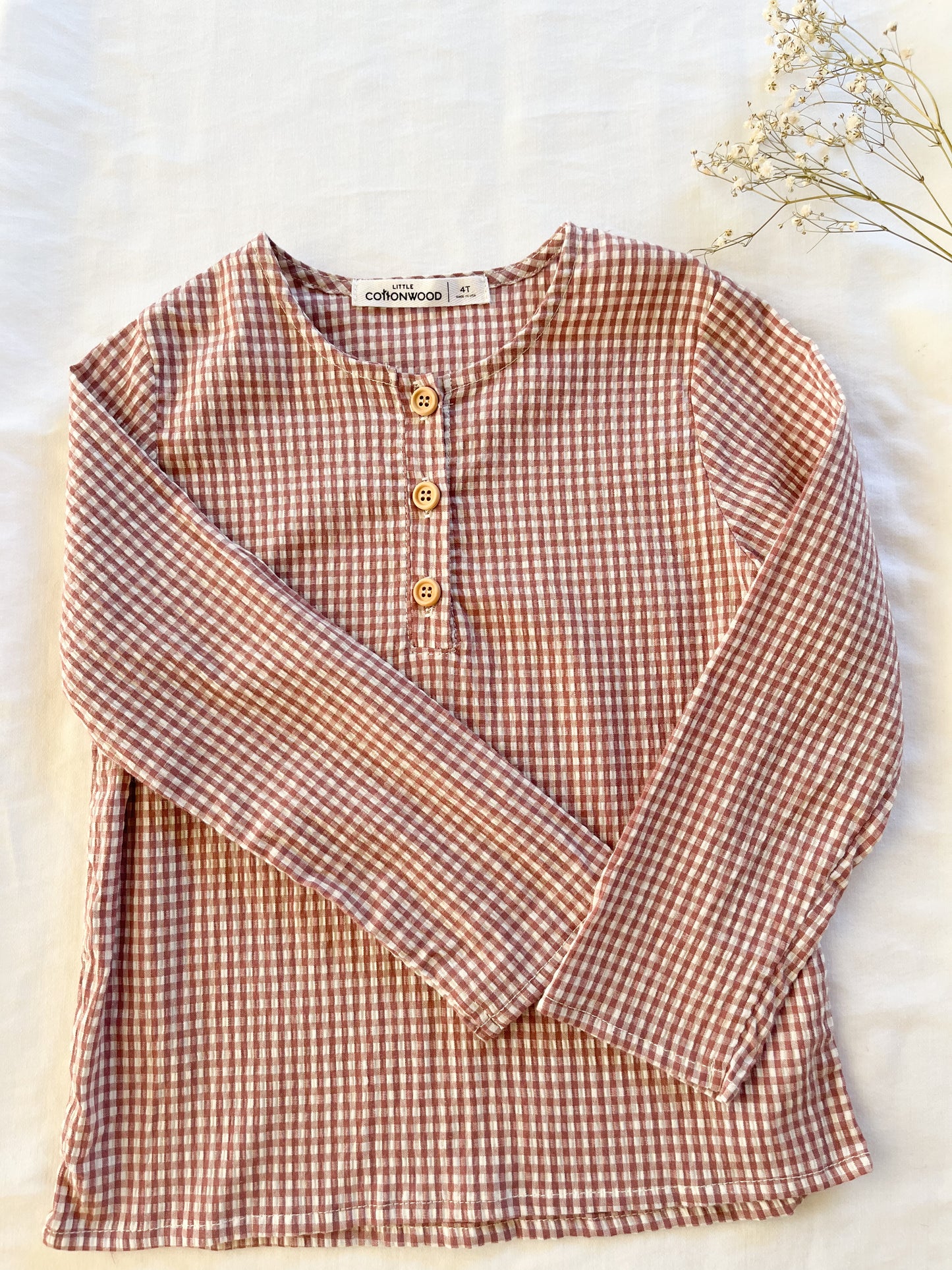 Little cottonwood gingham button front top (4T)