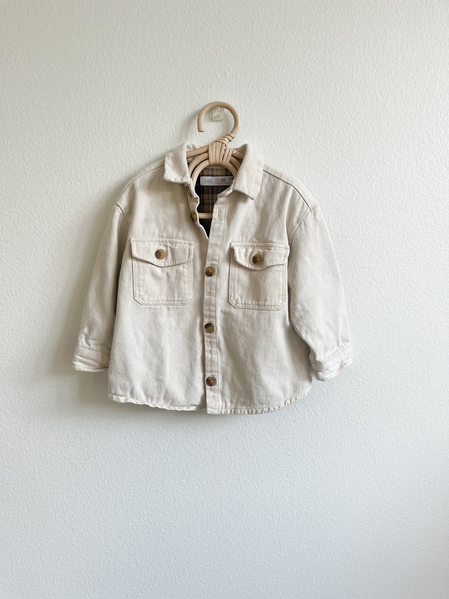 Zara lined white shacket (3/4T)