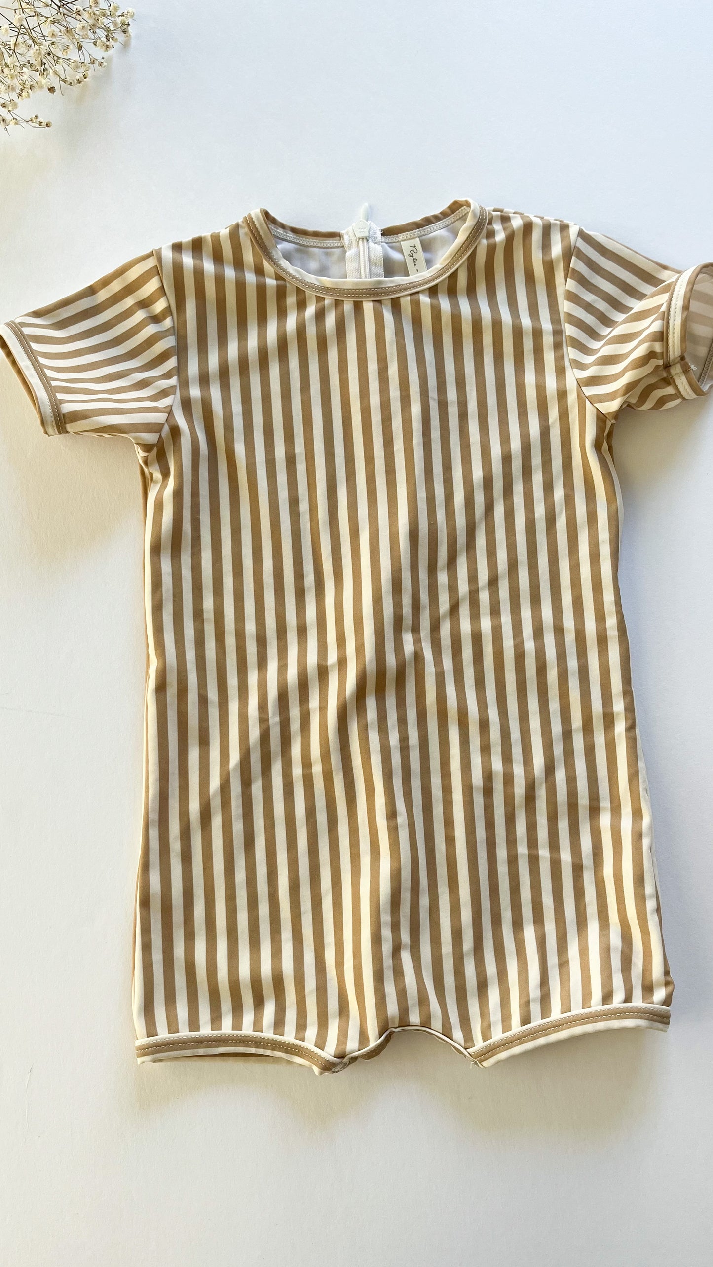 Rylee + Cru swim almond stripe (2/3T)