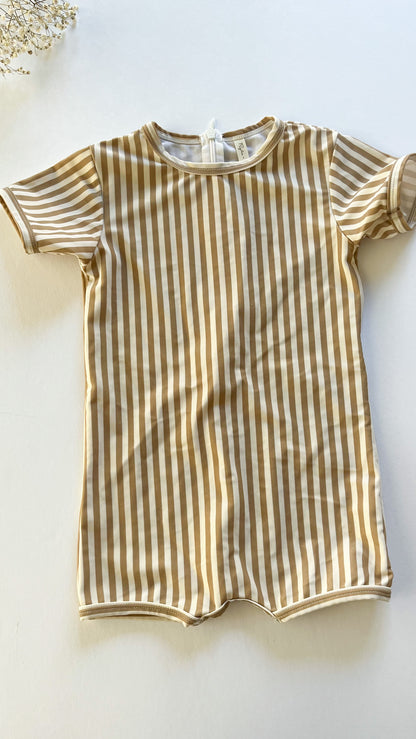 Rylee + Cru swim almond stripe (2/3T)