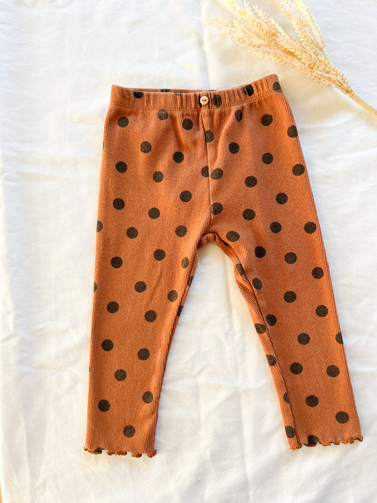 Zara polka dot ribbed leggings