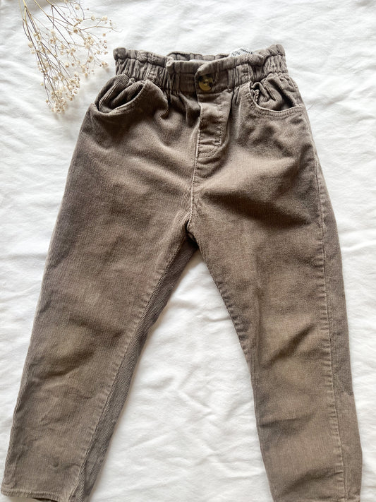 Zara paper bag corduroy pants (3/4T)