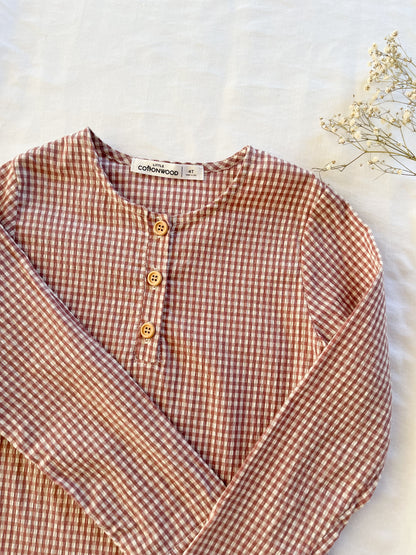 Little cottonwood gingham button front top (4T)