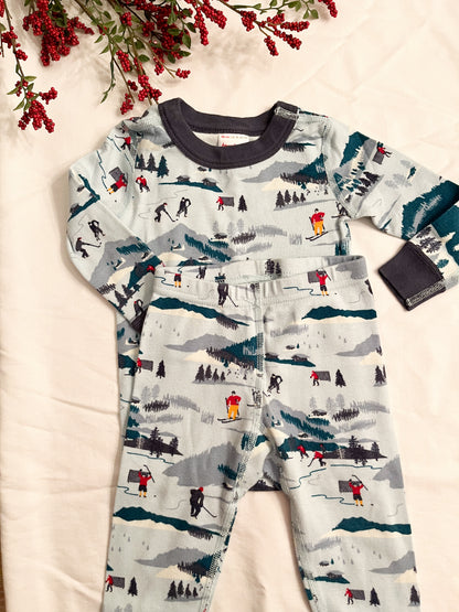 Hanna mountain print long John pajamas (18/24)