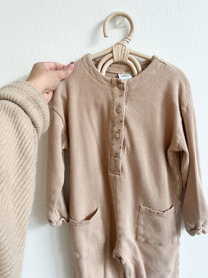 Zara waffle utility jumpsuit (3/4)