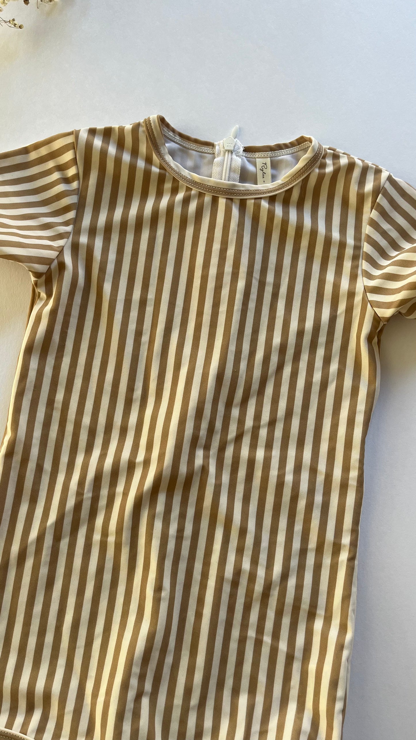 Rylee + Cru swim almond stripe (2/3T)