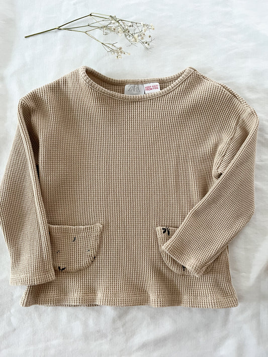 Zara waffle long sleeve top (12/18)